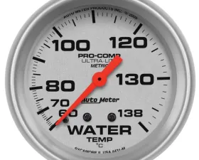 AutoMeter GAUGE; WATER TEMP; 2 5/8in.; 60-140deg.C; MECHANICAL; ULTRA-LITE