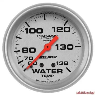 AutoMeter GAUGE; WATER TEMP; 2 5/8in.; 60-140deg.C; MECHANICAL; ULTRA-LITE - 4431-M