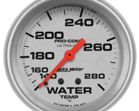 AutoMeter GAUGE; WATER TEMP; 2 5/8in.; 140-280deg.F; MECHANICAL; ULTRA-LITE