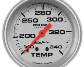 AutoMeter GAUGE; TEMPERATURE; 2 5/8in.; 140-340deg.F; MECHANICAL; 8FT.; ULTRA-LITE