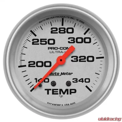 AutoMeter GAUGE; TEMPERATURE; 2 5/8in.; 140-340deg.F; MECHANICAL; 8FT.; ULTRA-LITE - 4435