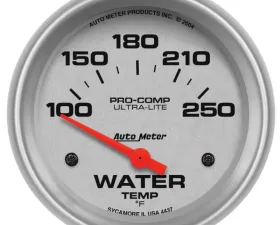 AutoMeter GAUGE; WATER TEMP; 2 5/8in.; 100-250deg.F; ELECTRIC; ULTRA-LITE