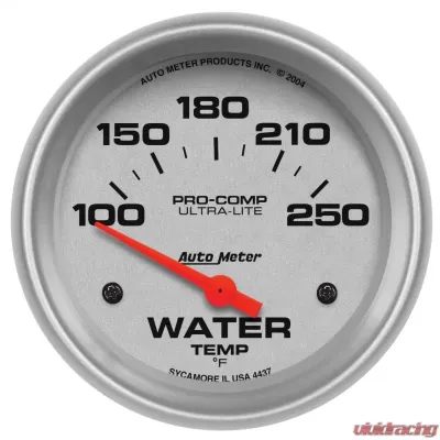 AutoMeter GAUGE; WATER TEMP; 2 5/8in.; 100-250deg.F; ELECTRIC; ULTRA-LITE - 4437
