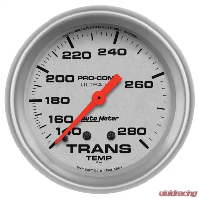 AutoMeter GAUGE; TRANSMISSION TEMP; 2 5/8in.; 140-280deg.F; MECHANICAL; 8FT.; ULTRA-LITE - 4451