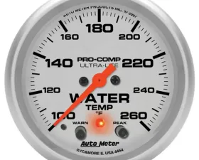 AutoMeter GAUGE; WATER TEMP; 2 5/8in.; 260deg.F; DIGITAL STEPPER MOTOR W/PK/WRN; ULTRA-LIT