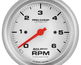 AutoMeter GAUGE; TACHOMETER; 3 3/8in.; 6K RPM; IN-DASH; ULTRA-LITE