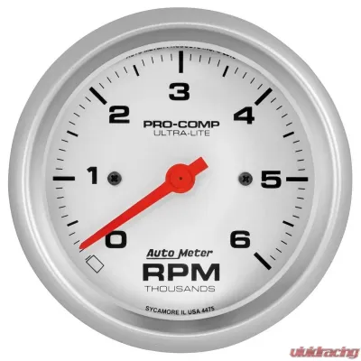 AutoMeter GAUGE; TACHOMETER; 3 3/8in.; 6K RPM; IN-DASH; ULTRA-LITE - 4475