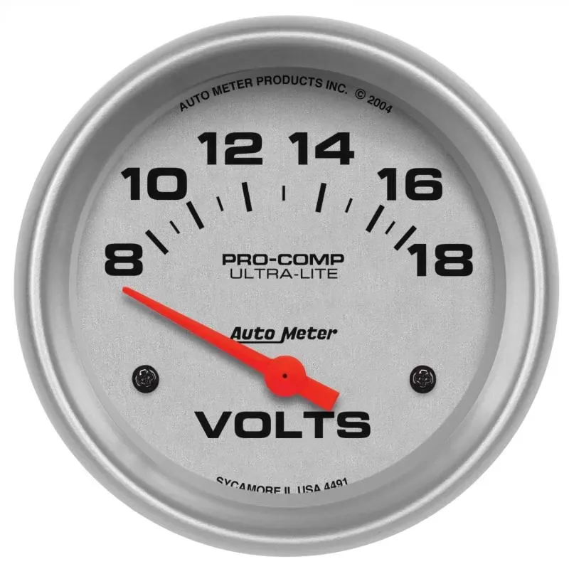 AutoMeter GAUGE; VOLTMETER; 2 5/8in.; 18V; ELECTRIC; ULTRA-LITE - 4491