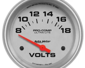 AutoMeter GAUGE; VOLTMETER; 2 5/8in.; 18V; ELECTRIC; ULTRA-LITE