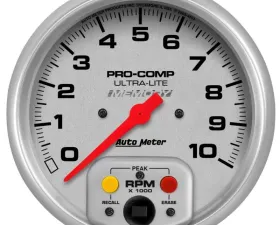 AutoMeter GAUGE; TACHOMETER; 5in.; 10K RPM; IN-DASH W/PEAK RPM MEMORY; ULTRA-LITE