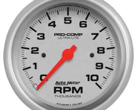 AutoMeter GAUGE; TACHOMETER; 3 3/8in.; 10K RPM; IN-DASH; ULTRA-LITE