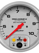 AutoMeter GAUGE; TACH; 5in.; 10K RPM; IN-DASH; DUAL RANGE W/PEAK MEMORY; ULTRA-LITE                                     - 4499 - Image 3