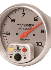 AutoMeter GAUGE; TACH; 5in.; 10K RPM; IN-DASH; DUAL RANGE W/PEAK MEMORY; ULTRA-LITE                                     - 4499 - Image 2