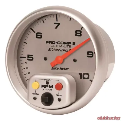 AutoMeter GAUGE; TACH; 5in.; 10K RPM; IN-DASH; DUAL RANGE W/PEAK MEMORY; ULTRA-LITE - 4499