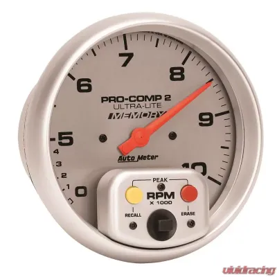 AutoMeter GAUGE; TACH; 5in.; 10K RPM; IN-DASH; DUAL RANGE W/PEAK MEMORY; ULTRA-LITE - 4499