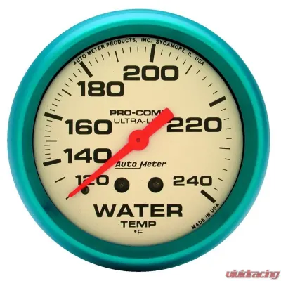 AutoMeter GAUGE; WATER TEMP; 2 5/8in.; 120-240deg.F; MECH.; GLOW IN THE DARK; ULTRA-NITE - 4532