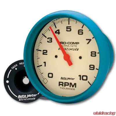 AutoMeter GAUGE; TACH; 5in.; 10K RPM; IN-DASH; W/PEAK MEMORY; GLOW IN DARK; ULTRA-NITE - 4594