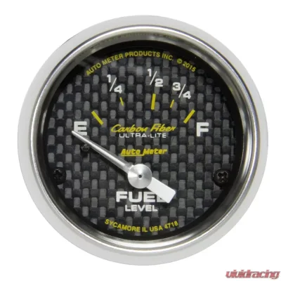 AutoMeter GAUGE; FUEL LEVEL; 2 1/16in.; 16OE TO 158OF; ELEC; CARBON FIBER - 4718