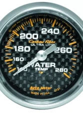 AutoMeter GAUGE; WATER TEMP; 2 1/16in.; 140-280deg.F; MECHANICAL; CARBON FIBER                                     - 4731 - Image 2