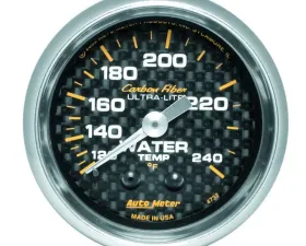 AutoMeter GAUGE; WATER TEMP; 2 1/16in.; 120-240deg.F; MECHANICAL; CARBON FIBER