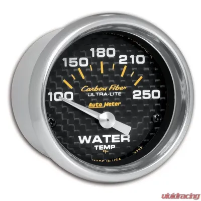 AutoMeter GAUGE; WATER TEMP; 2 1/16in.; 100-250deg.F; ELECTRIC; CARBON FIBER - 4737