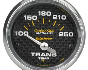 AutoMeter GAUGE; TRANSMISSION TEMP; 2 1/16in.; 100-250deg.F; ELECTRIC; CARBON FIBER