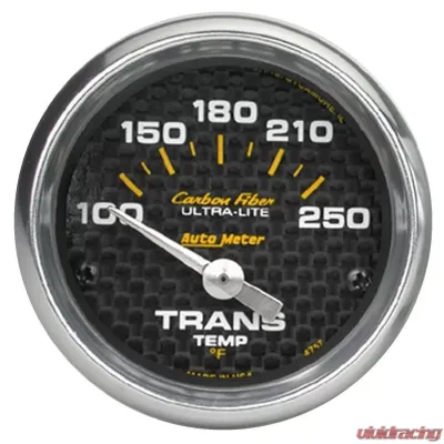 AutoMeter GAUGE; TRANSMISSION TEMP; 2 1/16in.; 100-250deg.F; ELECTRIC; CARBON FIBER - 4757