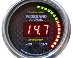 AutoMeter GAUGE; AIR/FUEL RATIO-PRO; 2 1/16in.; 10:1-20:1; DIGITAL W/PK/WRN; CARBON FIBER