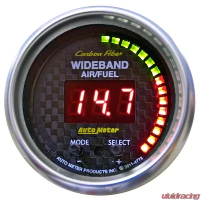 AutoMeter GAUGE; AIR/FUEL RATIO-PRO; 2 1/16in.; 10:1-20:1; DIGITAL W/PK/WRN; CARBON FIBER - 4778