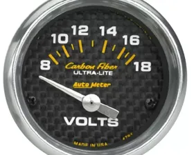 AutoMeter GAUGE; VOLTMETER; 2 1/16in.; 18V; ELECTRIC; CARBON FIBER