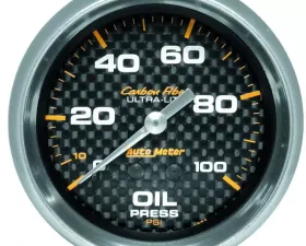 AutoMeter GAUGE; OIL PRESSURE; 2 5/8in.; 100PSI; MECHANICAL; CARBON FIBER