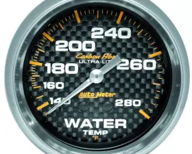 AutoMeter GAUGE; WATER TEMP; 2 5/8in.; 140-280deg.F; MECHANICAL; CARBON FIBER