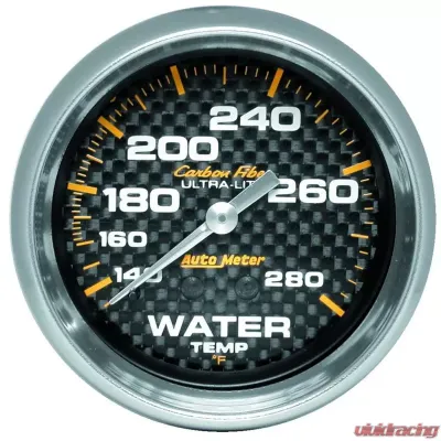 AutoMeter GAUGE; WATER TEMP; 2 5/8in.; 140-280deg.F; MECHANICAL; CARBON FIBER - 4831