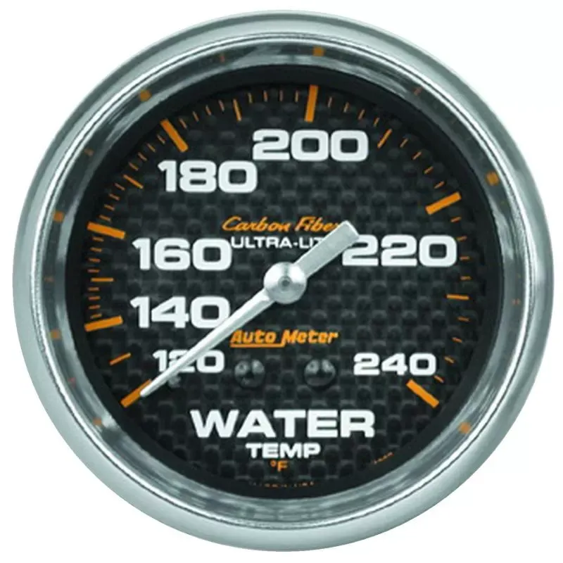 AutoMeter GAUGE; WATER TEMP; 2 5/8in.; 120-240deg.F; MECHANICAL; CARBON FIBER - 4832