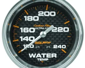 AutoMeter GAUGE; WATER TEMP; 2 5/8in.; 120-240deg.F; MECHANICAL; CARBON FIBER
