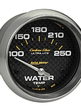 AutoMeter GAUGE; WATER TEMP; 2 5/8in.; 100-250deg.F; ELECTRIC; CARBON FIBER                                     - 4837 - Image 2