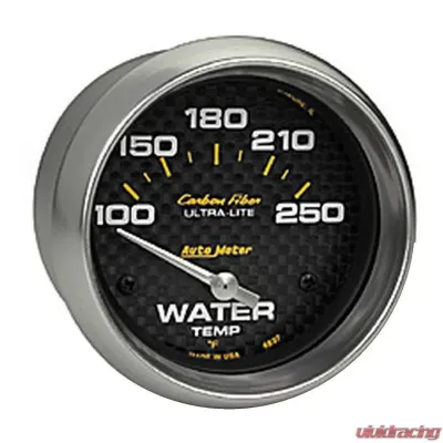 AutoMeter GAUGE; WATER TEMP; 2 5/8in.; 100-250deg.F; ELECTRIC; CARBON FIBER - 4837