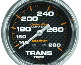 AutoMeter GAUGE; TRANSMISSION TEMP; 2 5/8in.; 140-280deg.F; MECHANICAL; CARBON FIBER