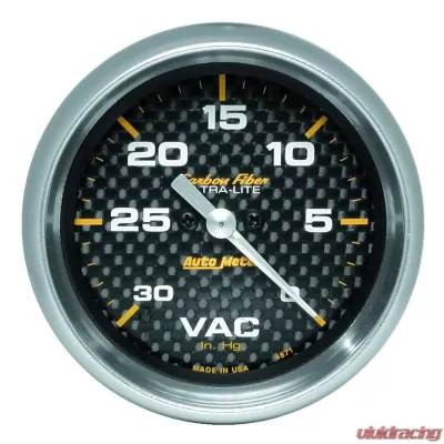 AutoMeter GAUGE; VACUUM; 2 5/8in.; 30INHG; DIGITAL STEPPER MOTOR; CARBON FIBER - 4871
