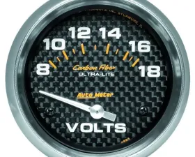 AutoMeter GAUGE; VOLTMETER; 2 5/8in.; 18V; ELECTRIC; CARBON FIBER