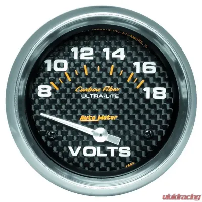 AutoMeter GAUGE; VOLTMETER; 2 5/8in.; 18V; ELECTRIC; CARBON FIBER - 4891