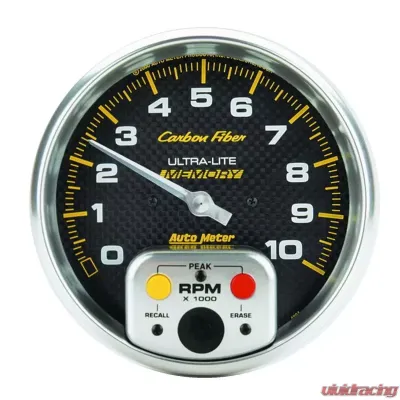 AutoMeter GAUGE; TACHOMETER; 5in.; 10K RPM; IN-DASH W/PEAK MEMORY; CARBON FIBER - 4894