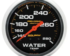 AutoMeter GAUGE; WATER TEMP; 2 5/8in.; 140-280deg.F; LIQUID FILLED MECH; PRO-COMP
