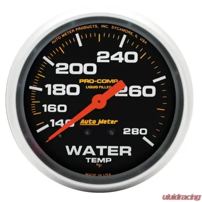 AutoMeter GAUGE; WATER TEMP; 2 5/8in.; 140-280deg.F; LIQUID FILLED MECH; PRO-COMP - 5431