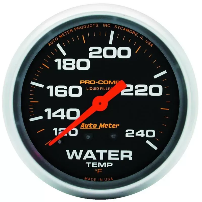 AutoMeter GAUGE; WATER TEMP; 2 5/8in.; 120-240deg.F; LIQUID FILLED MECH; PRO-COMP - 5432