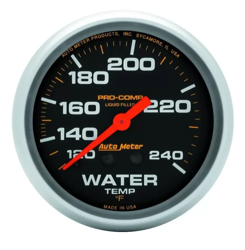 AutoMeter GAUGE; WATER TEMP; 2 5/8in.; 120-240deg.F; LIQUID FILLED MECH; 12FT.; PRO-COMP - 5433