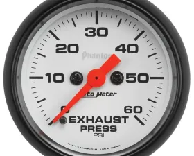 AutoMeter GAUGE; EXHAUST PRESS; 2 1/16in.; 60PSI; DIGITAL STEPPER MOTOR; PHANTOM