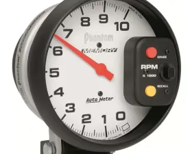 AutoMeter GAUGE; TACHOMETER; 5in.; 10K RPM; PEDESTAL W/PEAK RPM MEMORY; PHANTOM