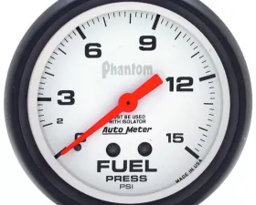 AutoMeter GAUGE; FUEL PRESSURE; 2 5/8in.; 15PSI; MECHANICAL W/ISOLATOR; PHANTOM