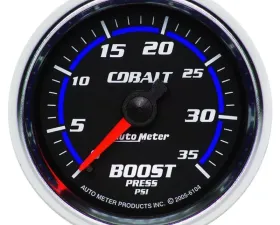 AutoMeter GAUGE; BOOST; 2 1/16in.; 35PSI; MECHANICAL; COBALT